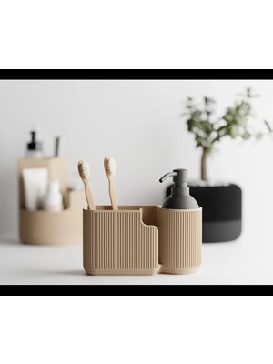 Öztürk Makine Diş Fırçalık ve Sabunluk Standı Düzenleyici Organizer Banyo Dekoratif