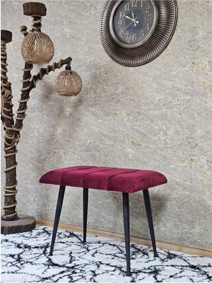 Sevinç Mobilya Siyah Sivriltmel Ayaklı 60 cm Puf Bench - Puf - Bench - Oturak - Mutfak Oturağı - Antre Oturağı