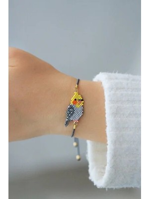 Kübüşün Atölyesi KA-011 Miyuki Bileklik - Petshop Serisi - Sultan Papağanı Gri
