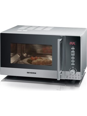 Severin Severın Mw 9722 3'ü 1 Arada Mikrodalga Fırın (800W, Izgara ve Sıcak Hava Fonksiyonlu, Döner Tabla (Ø 24,5cm) ve 2 Izgara Rafı Dahil) Gümüş/siyah