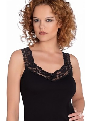 Pileli Store Şahinler Yaka ve Askıları Dantelli Ribana Atlet B605