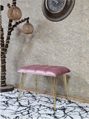 Sevinç Mobilya Metal Gold Tel Ayaklı 60 cm Puf Bench - Puf - Bench - Oturak - Mutfak Oturağı - Antre Oturağı