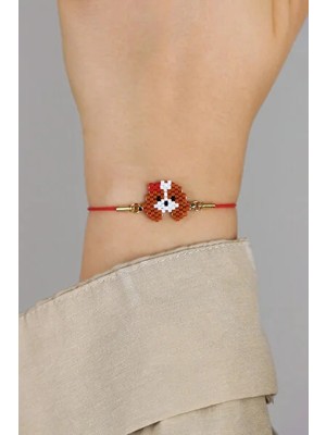 Kübüşün Atölyesi KA-011 Miyuki Bileklik - Petshop Serisi - Küçük Köpek Fiyonklu Açık Kahverengi