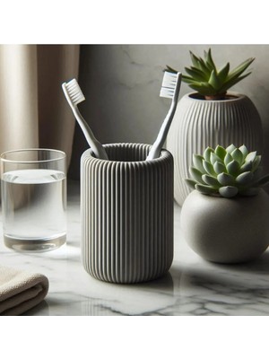 Öztürk Makine Şık Siyah ve Gri Diş Fırçası ve Macunu Tutucu, Pratik ve Dayanıklı Tasarım