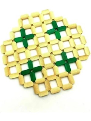 Abnturk Bambu Nihale Isıya Dayanıklı Çaydanlık Altı Yeşil-Krem 17* 17 cm Ebatlarında