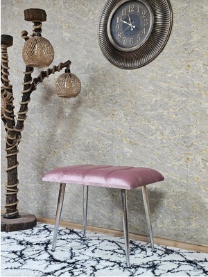 Sevinç Mobilya Krom Sivriltme Ayaklı 60 cm Puf Bench - Puf - Bench - Oturak - Mutfak Oturağı - Antre Oturağı