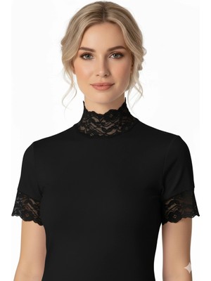 Pileli Store Şahinler Bayan Dantelli Yarım Kollu Atlet B629