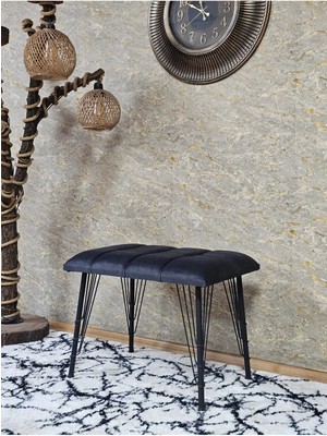 Sevinç Mobilya Metal Siyah Tel Ayaklı 60 cm Puf Bench - Puf - Bench - Oturak - Mutfak Oturağı - Antre Oturağı