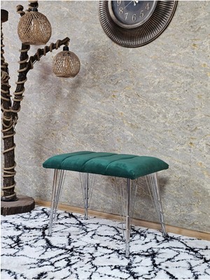 Sevinç Mobilya Metal Krom Tel Ayaklı 60 cm Puf Bench - Puf - Bench - Oturak - Mutfak Oturağı - Antre Oturağı