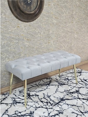 Sevinç Mobilya Gold Kaplama Sivriltme Ayaklı 90 cm Puf Bench - Puf - Bench - Kasalı Oturak - Oturak - Yatak Ucu Puf