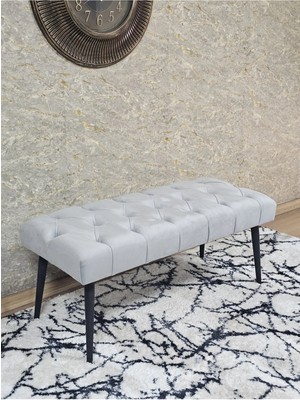 Sevinç Mobilya Siyah Boyalı Sivriltme Ayaklı 90 cm Puf Bench - Puf - Bench - Kasalı Oturak - Oturak - Yatak Ucu Puf
