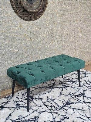 Sevinç Mobilya Siyah Boyalı Sivriltme Ayaklı 90 cm Puf Bench - Puf - Bench - Kasalı Oturak - Oturak - Yatak Ucu Puf