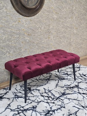 Sevinç Mobilya Siyah Boyalı Sivriltme Ayaklı 90 cm Puf Bench - Puf - Bench - Kasalı Oturak - Oturak - Yatak Ucu Puf
