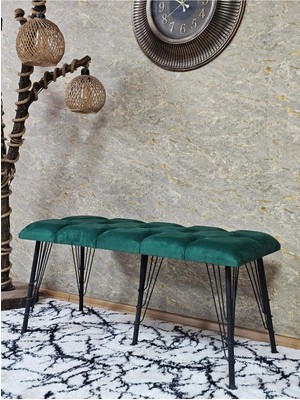 Sevinç Mobilya Metal Siyah Tel Ayaklı 100 cm Puf Bench - Puf - Bench - Oturak - Mutfak Oturağı - Antre Oturağı