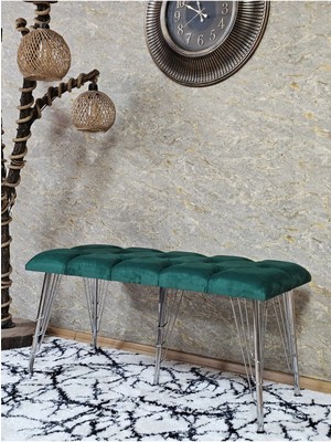 Sevinç Mobilya Metal Krom Tel Ayaklı 100 cm Puf Bench - Puf - Bench - Oturak - Mutfak Oturağı - Antre Oturağı