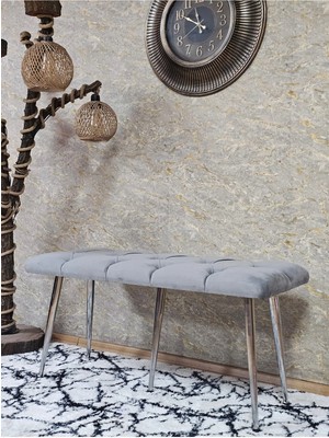 Sevinç Mobilya Krom Metal Yeşil Oturaklı Sivriltme Ayaklı Babyface Puf & Bench & Oturak