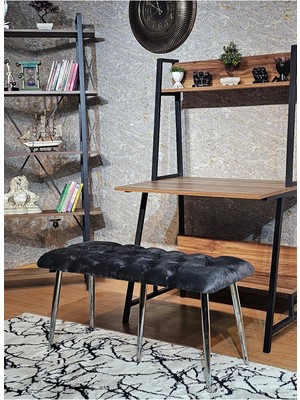 Sevinç Mobilya Krom Metal Füme Oturaklı Sivriltme Ayaklı Babyface Puf & Bench & Oturak