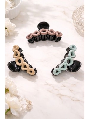 Nati Co Geometrik Üçgen Detaylı Mandal Saç Tokası 3 Adet (8 Cm)