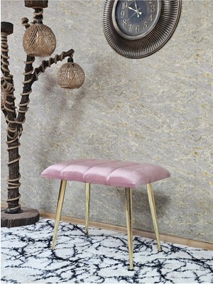 Sevinç Mobilya Gold Sivriltme Ayaklı 60 cm Puf Bench - Puf - Bench - Oturak - Mutfak Oturağı - Antre Oturağı