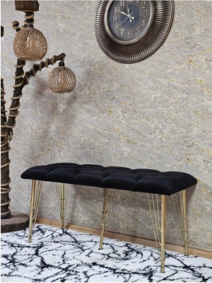Sevinç Mobilya Metal Gold Tel Ayaklı 100 cm Puf Bench - Puf - Bench - Oturak - Mutfak Oturağı - Antre Oturağı