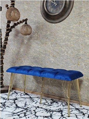 Sevinç Mobilya Metal Gold Tel Ayaklı 100 cm Puf Bench - Puf - Bench - Oturak - Mutfak Oturağı - Antre Oturağı