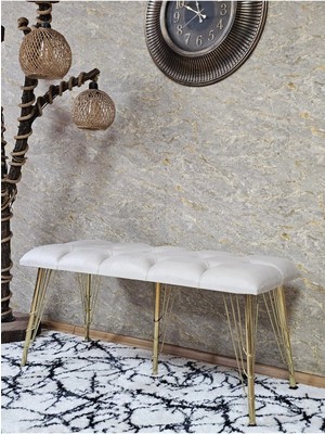 Sevinç Mobilya Metal Gold Tel Ayaklı 100 cm Puf Bench - Puf - Bench - Oturak - Mutfak Oturağı - Antre Oturağı