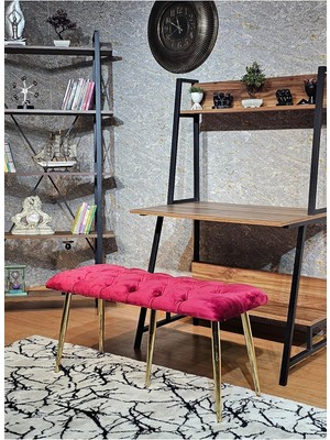 Sevinç Mobilya Gold Metal Bordo Oturaklı Sivriltme Ayaklı Babyface Puf & Bench & Oturak