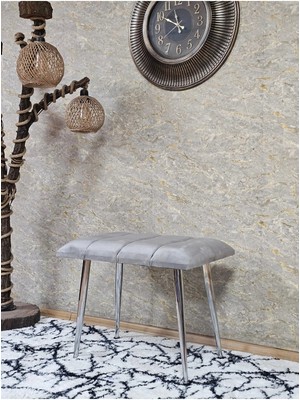 Sevinç Mobilya Krom Sivriltme Ayaklı 60 cm Puf Bench - Puf - Bench - Oturak - Mutfak Oturağı - Antre Oturağı