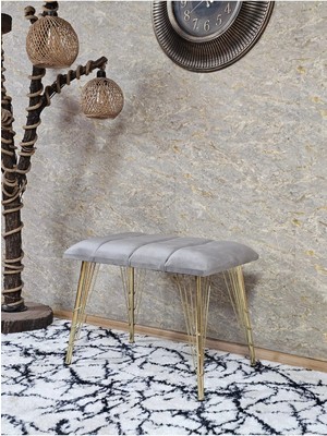 Sevinç Mobilya Metal Gold Tel Ayaklı 60 cm Puf Bench - Puf - Bench - Oturak - Mutfak Oturağı - Antre Oturağı