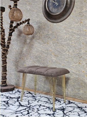 Sevinç Mobilya Metal Gold Tel Ayaklı 60 cm Puf Bench - Puf - Bench - Oturak - Mutfak Oturağı - Antre Oturağı