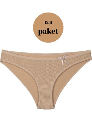 Gawzera Tutku 12'li Pamuklu Esnek Kumaş Küçük Puantiyeli Desen Bikini  Standart Külot