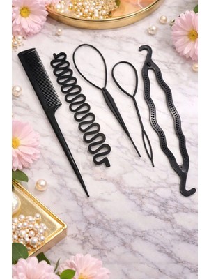 Nati Co 5’li Profesyonel Saç Topuz Aparatı Seti – Pratik Örgü ve Şekillendirme