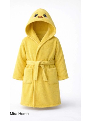 Mira Home Civciv Figürlü Nakışlı Kapşonlu Çocuk Bornozu Pamuklu