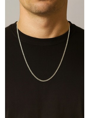 Siset Gümüş 925 Ayar  Rodyum  Kaplama 2 mm Gurmet  Model  Gümüş Erkek  Kolye