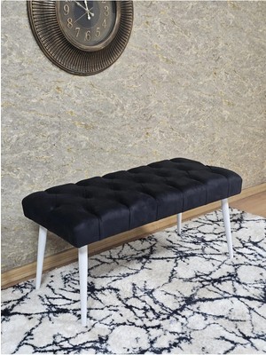 Sevinç Mobilya Beyaz Boyalı Sivriltme Ayaklı 90 cm Puf Bench - Puf - Bench - Kasalı Oturak - Oturak - Yatak Ucu Puf