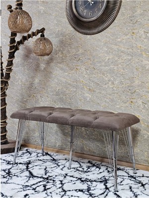 Sevinç Mobilya Metal Krom Tel Ayaklı 100 cm Puf Bench - Puf - Bench - Oturak - Mutfak Oturağı - Antre Oturağı