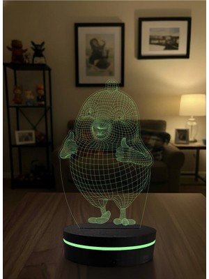 Eymi Design Özel Tasarım Tombul Kuş 3D LED Lamba - Ofis ve Çocuk Odası Hediyelik Gece Lambası