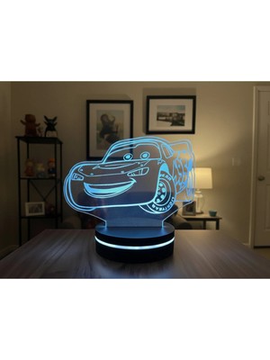 Eymi Design Mcqueen 3D LED Gece Lambası | 10 Renk Dokunmatik | Dekoratif LED Lamba