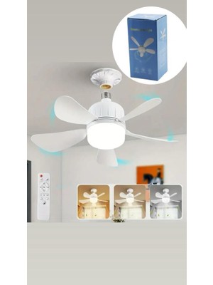 Abnturk E27 Duy Uyumlu 3’ü 1 Arada 5 Kanatlı LED Fan Ampul Kumandalı 82W Sivrisinek Kovucu 3 Kademe Hız 52CM
