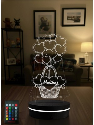 Eymi Design Isme Özel Tasarım 3 Boyutlu LED Gece Lambası - Sevgiliye & Arkadaşa Hediye