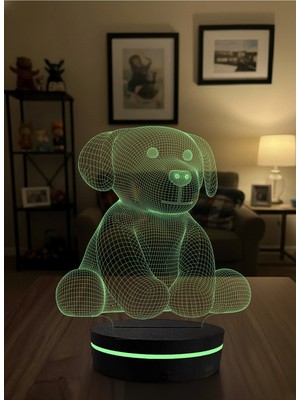 Eymi Design Sevgiliye ve Çocuklara Hediye 3 Boyutlu Köpek Lamba - Rgb LED Dekoratif Aydınlatma