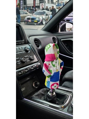 Renkli Desenli Otomobil Polar Vites Topuzu Kılıfı Hoodie Vites Topuz Sweat Kıyafet