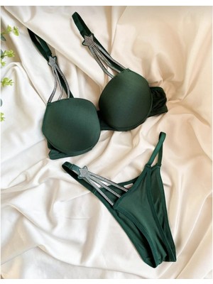 Hb Comfort Kadın Taşlı Dolgulu Destekli Sütyen Külot Takım Iç Çamaşırı