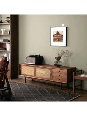 Wooden Decoration Rustica Masif Ahşap Hazeran Kapaklı Tv Ünitesi