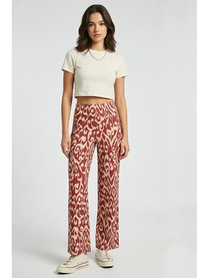 Cotenconcept Rahat Kalıp Yüksek Bel Bol Paça Viskon Karışım Kadın Pantolon