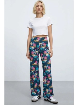 Cotenconcept Rahat Kalıp Yüksek Bel Bol Paça Viskon Karışım Kadın Pantolon