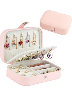 Chavin Pembe De Folu Deri Seyahat Yüzük Küpe Kolye Takı Kutusu ST1-65PM-D