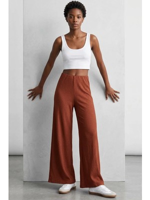Cotenconcept Rahat Kalıp Yüksek Bel Bol Paça Viskon Karışım Kadın Pantolon