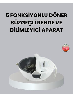 TeknoKapsül Döner Mekanizmalı 5’ı 1 Arada Süzgeçli Rende Sebze Meyve Doğrama Cihazı