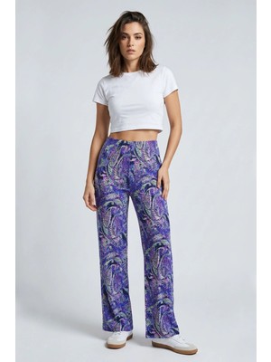 Cotenconcept Rahat Kalıp Yüksek Bel Bol Paça Viskon Karışım Kadın Pantolon